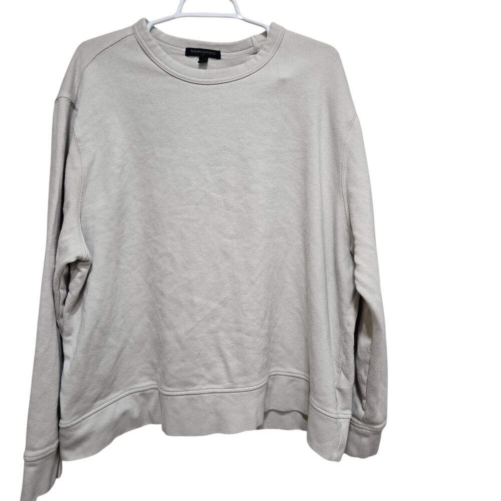 Banana Republic Heavyweight LS Crewneck Sweatshirt XXL Selenite Beige